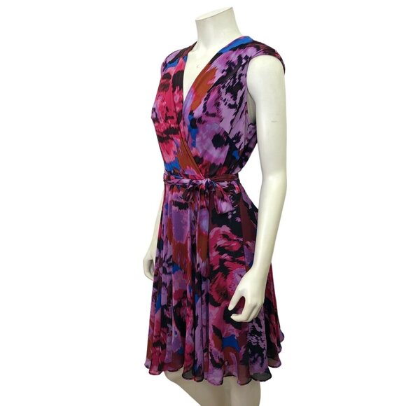 TAYLOR SURPLICE NECK fit & flare SASH WAIST TIE ‎ DRESS 12 - Picture 4 of 7